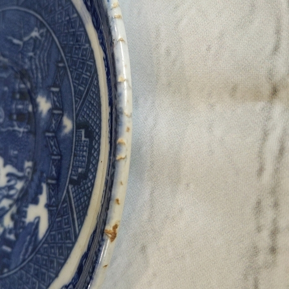 Albertsons Willow England Blue Delft Saucer Plate Oriental Scene - Picture 3 of 6